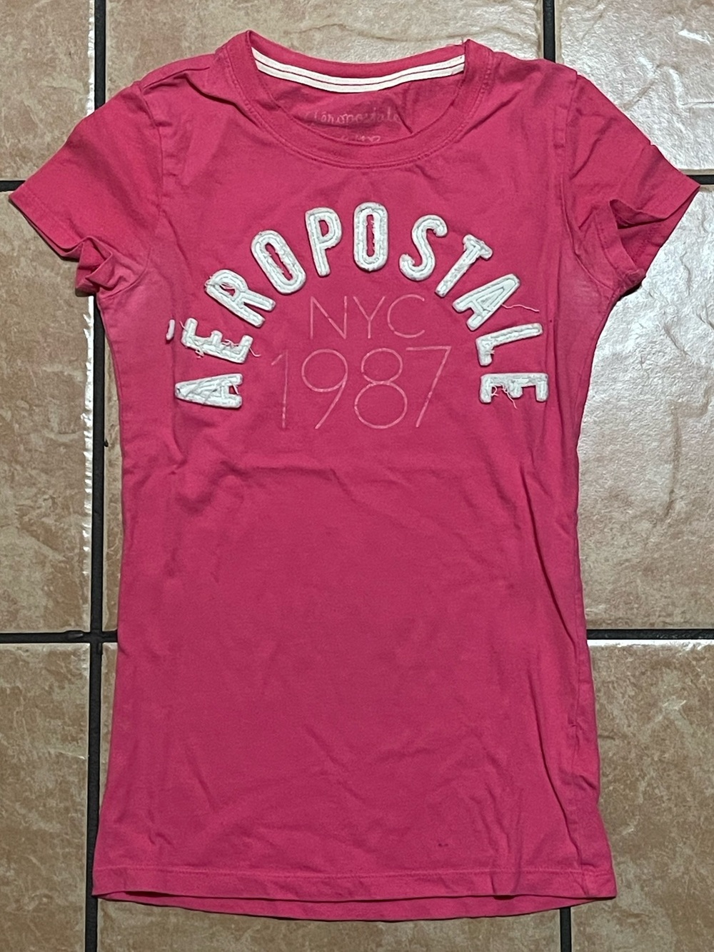 Y2K 100% Cotton Aeropostale Women's Pink Graphic Logo Tee - Picture 6 of 10